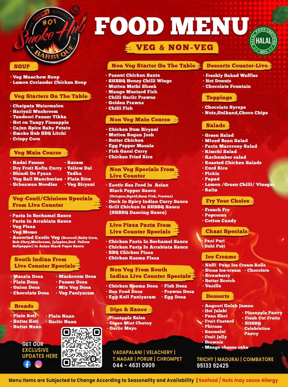 Menu of Smoke Hub Barbeque Race Course Coimbatore Menu of Smoke Hub Barbeque Race Course Coimbatore