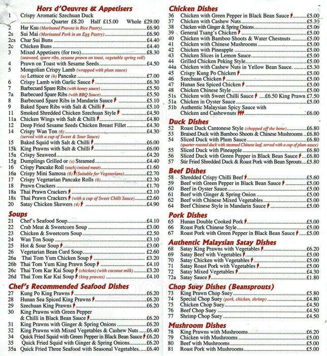 China Chef Menu, Menu for China Chef, Mortlake, London Zomato UK