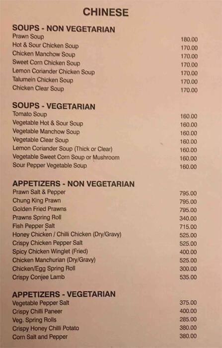 Pindi Restaurant Delhi menu