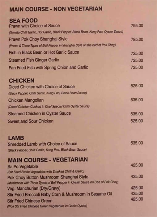 Pindi Restaurant Delhi menu