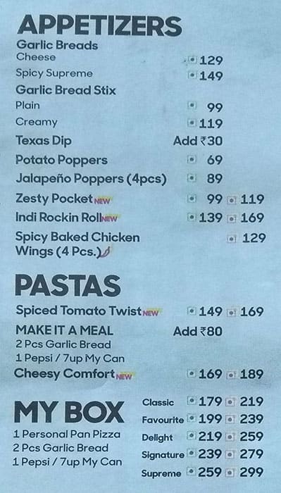 Pizza Hut WTP, Jaipur menu