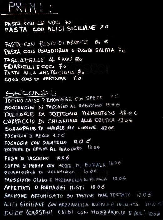 Menu di Wineroad Milano 