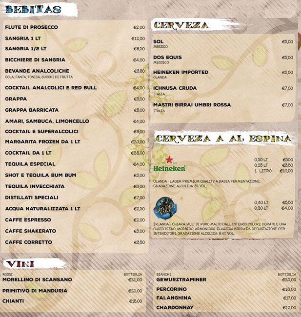 Menu di Charro Cafe' 