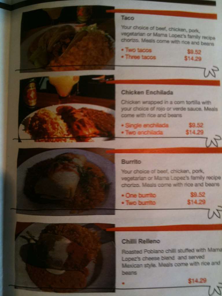 Gringos menu