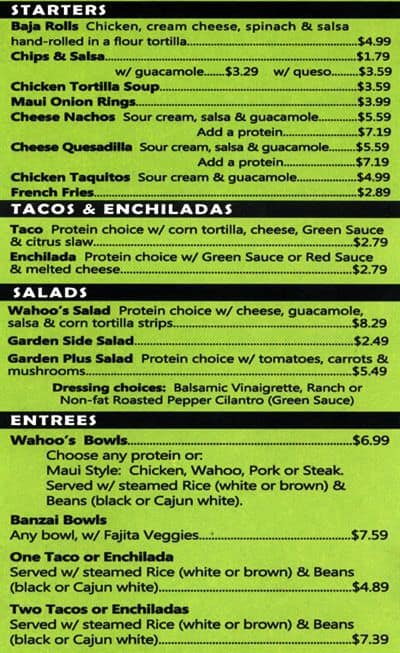 Wahoo S Fish Taco Menu Menu For Wahoo S Fish Taco Cory Merrill Denver