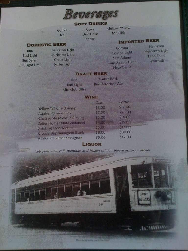 Menu at River's Edge Cafe, Saint Albans
