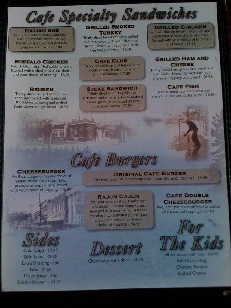 Menu at River's Edge Cafe, Saint Albans