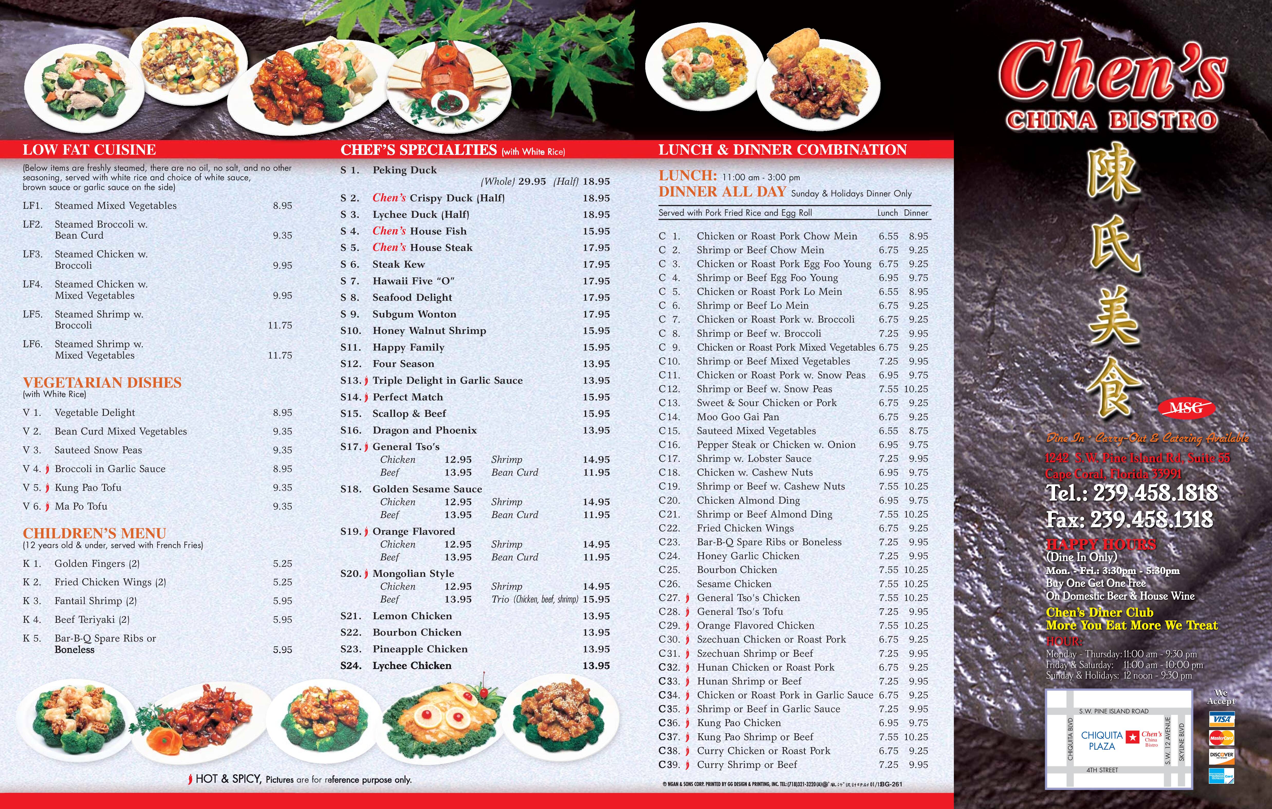 Menu At Chen s China Bistro Restaurant Cape Coral SW Pine Island Rd 55