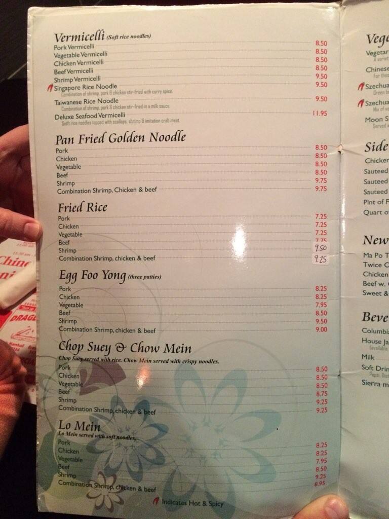 Chinese Tonite Restaurant Menu