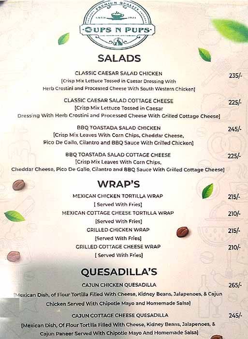 Menu of Cups N Pups, Aundh, Pune