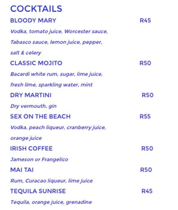 Menu at THE CRYPT JAZZ Cape Town's PREMIER Live Jazz Experience