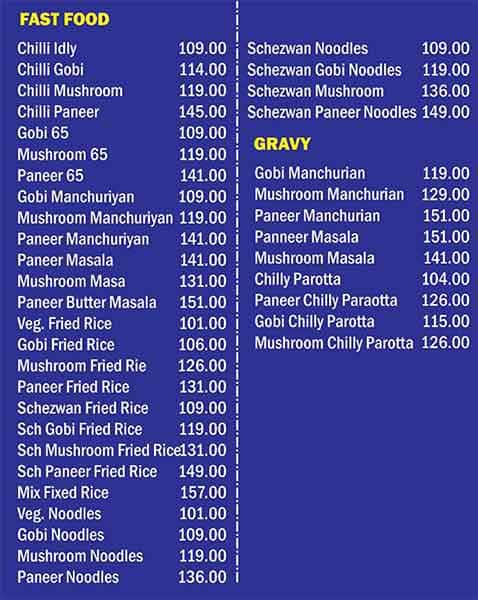 Karthick Tiffin Center menu