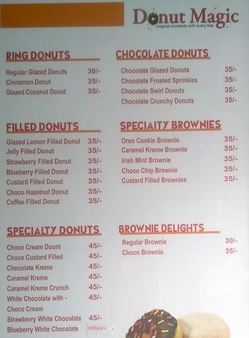 Donut Magic menu
