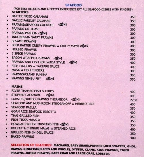 Nutcase The Sea Food Shack By Baga Blues menu