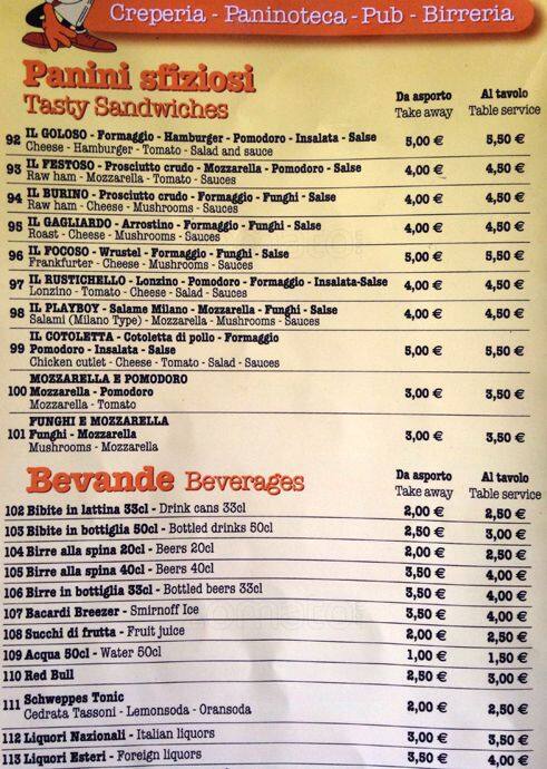 Menu di Creperia Michelangelo 