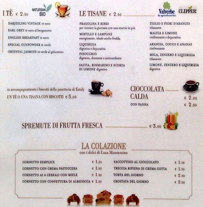 Caffè Vergnano Speisekarte