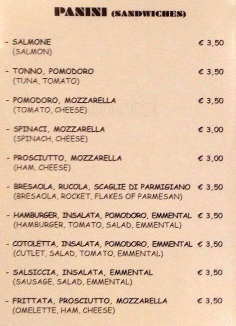 Menu di Caffè dell'Arco 