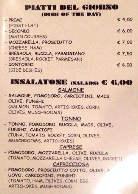Menu di Caffè dell'Arco 