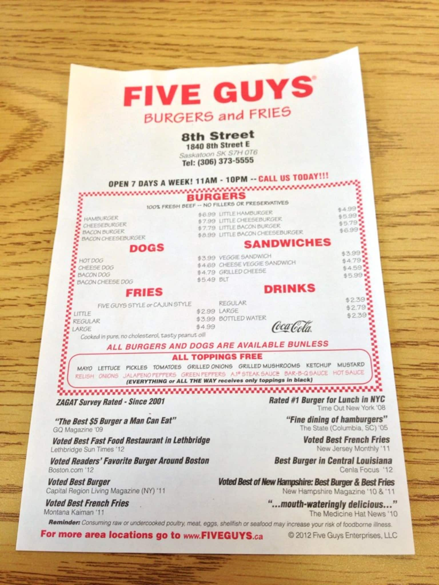 Five Guys Menu Prices 2024 Images - Pier Ulrica