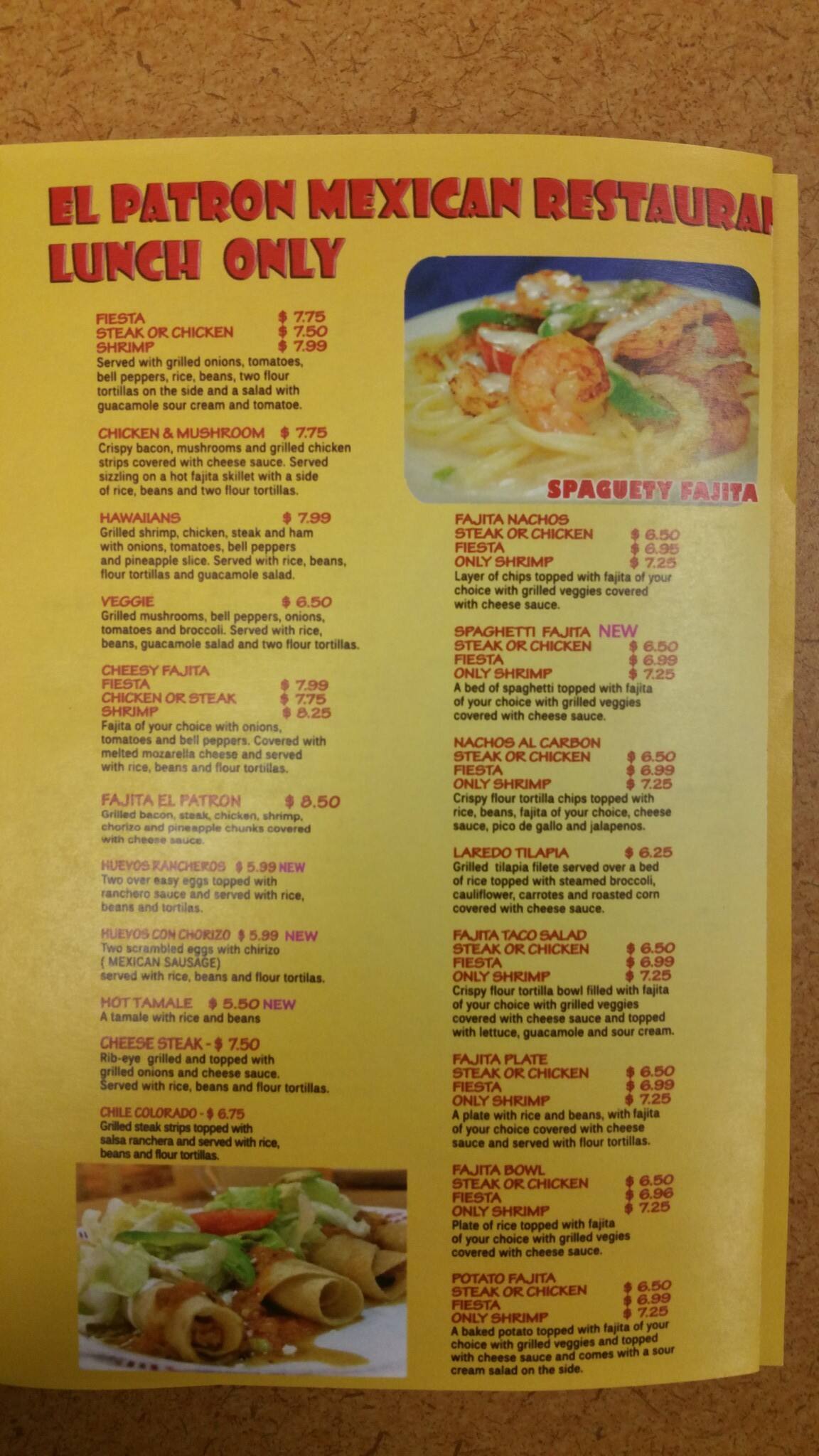 El Patron Menu Menu For El Patron Russellville Russellville