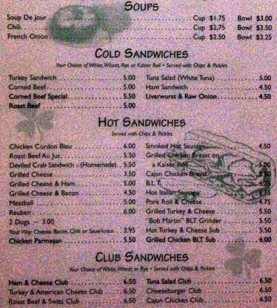 Menu at Curran's Fox Chase pub & bar, Philadelphia, Verree Rd