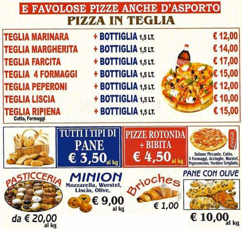 Menu di Panetteria e pasticceria Romano 