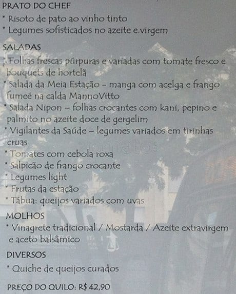 Manno Vitto cardápio