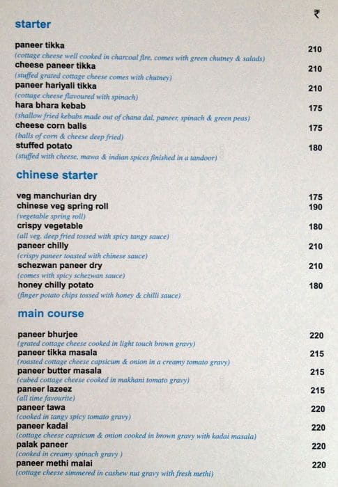 Menu at Blue Corriander, Ahmedabad, Parker Lords Eco Inn