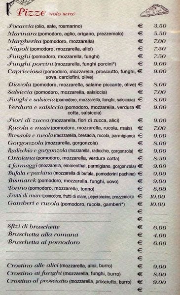 Menu di Alla Lanterna - almari srl 