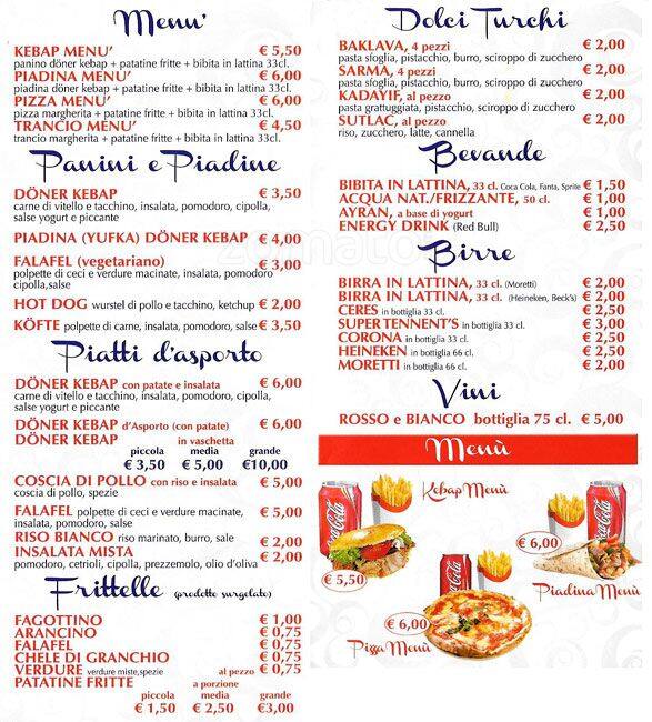 Menu di Bella Vista Istanbul 