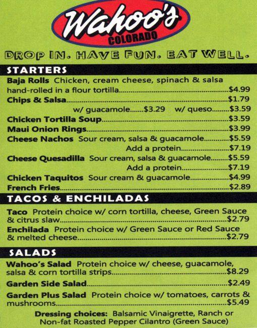 Wahoo's Menu, Menu for Wahoo's, Five Points, Denver Urbanspoon/Zomato