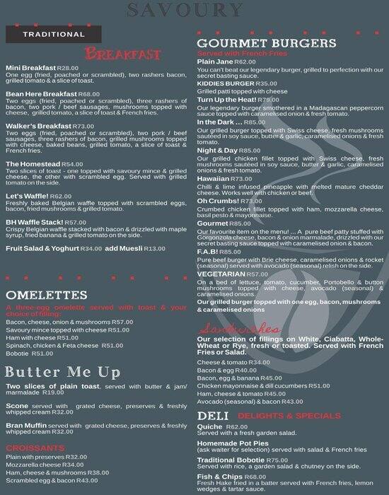 Bean Here menu, Menu restauracji Bean Here, Lenasia, Soweto Zomato SA