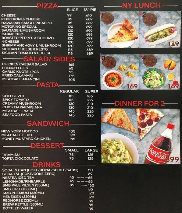 Motorino Pizza New York Slice Menu - Zomato Philippines