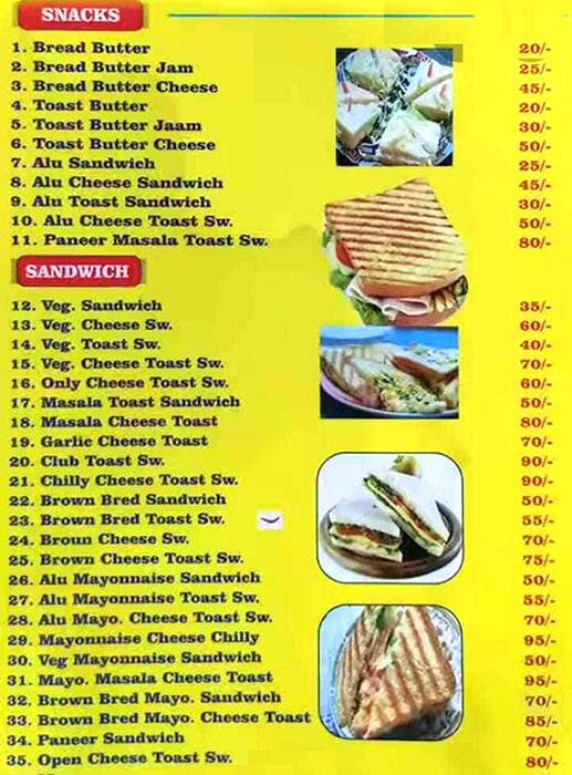 Menu Of Mahesh Mishra Hotel Kandivali East Mumbai