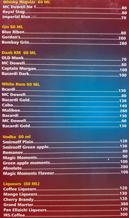 Bob's Inn menu