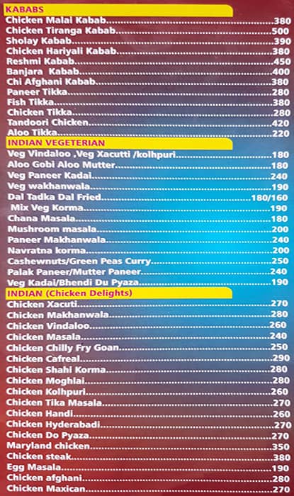 Bob's Inn menu