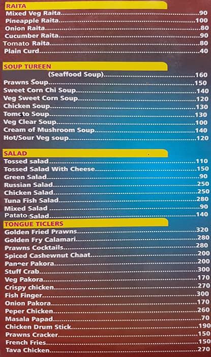 Bob's Inn menu