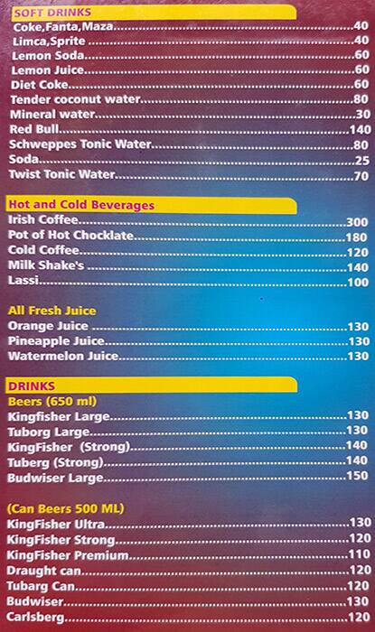 Bob's Inn menu