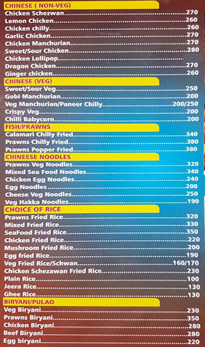 Bob's Inn menu