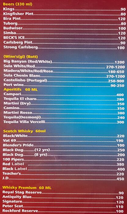 Bob's Inn menu