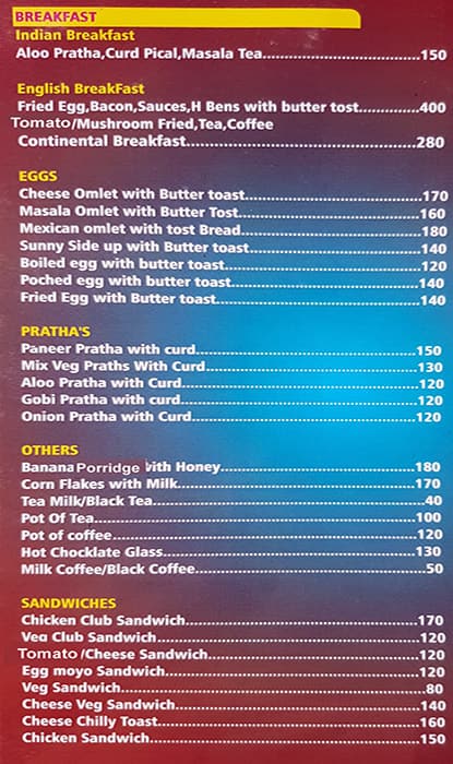 Bob's Inn menu
