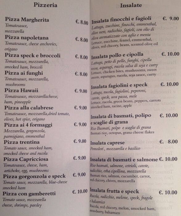 Menu di Julian Cafè Roma 