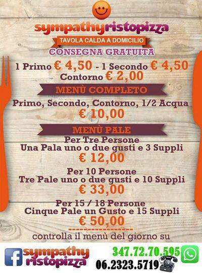 Menu di Sympathy Ristopizza 