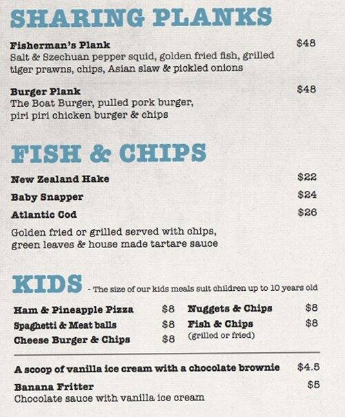 Menu At The Boat Mindarie Restaurant Mindarie