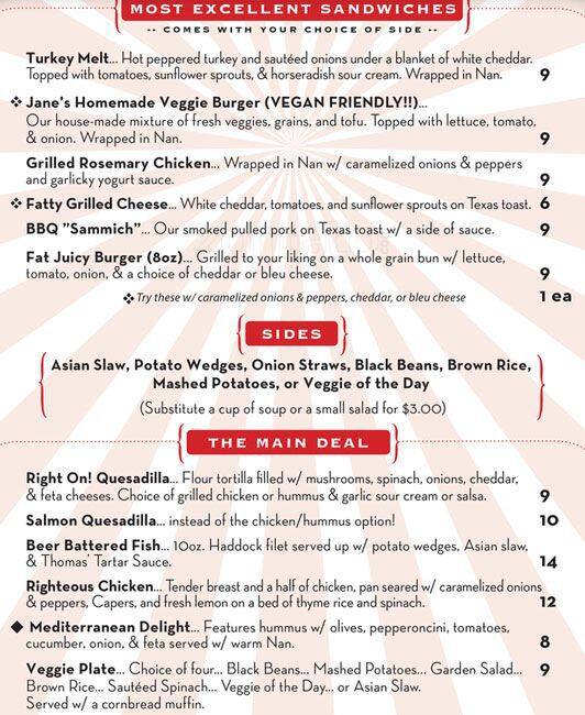 Menu at The Righteous Room pub & bar, Atlanta, Ponce De Leon Ave NE