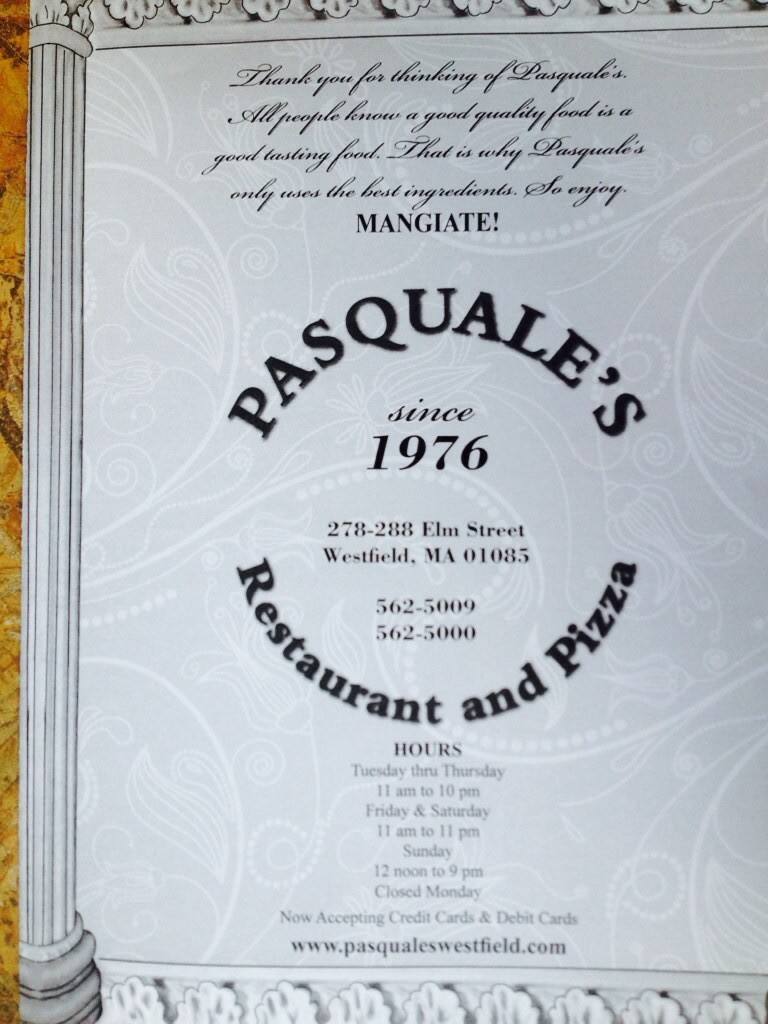 Pasquale's Italian Family Rest Menu Urbanspoon/Zomato