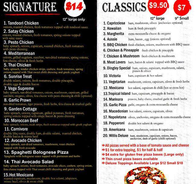 Dingley Village Pizza and Pasta Menu Urbanspoon/Zomato