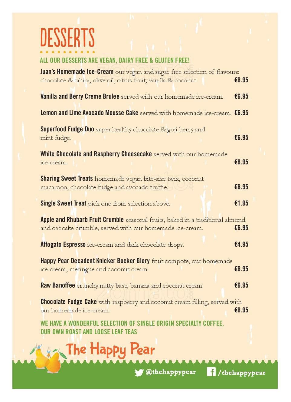 Menu at The Happy Pear pub & bar, Greystones, Church Rd