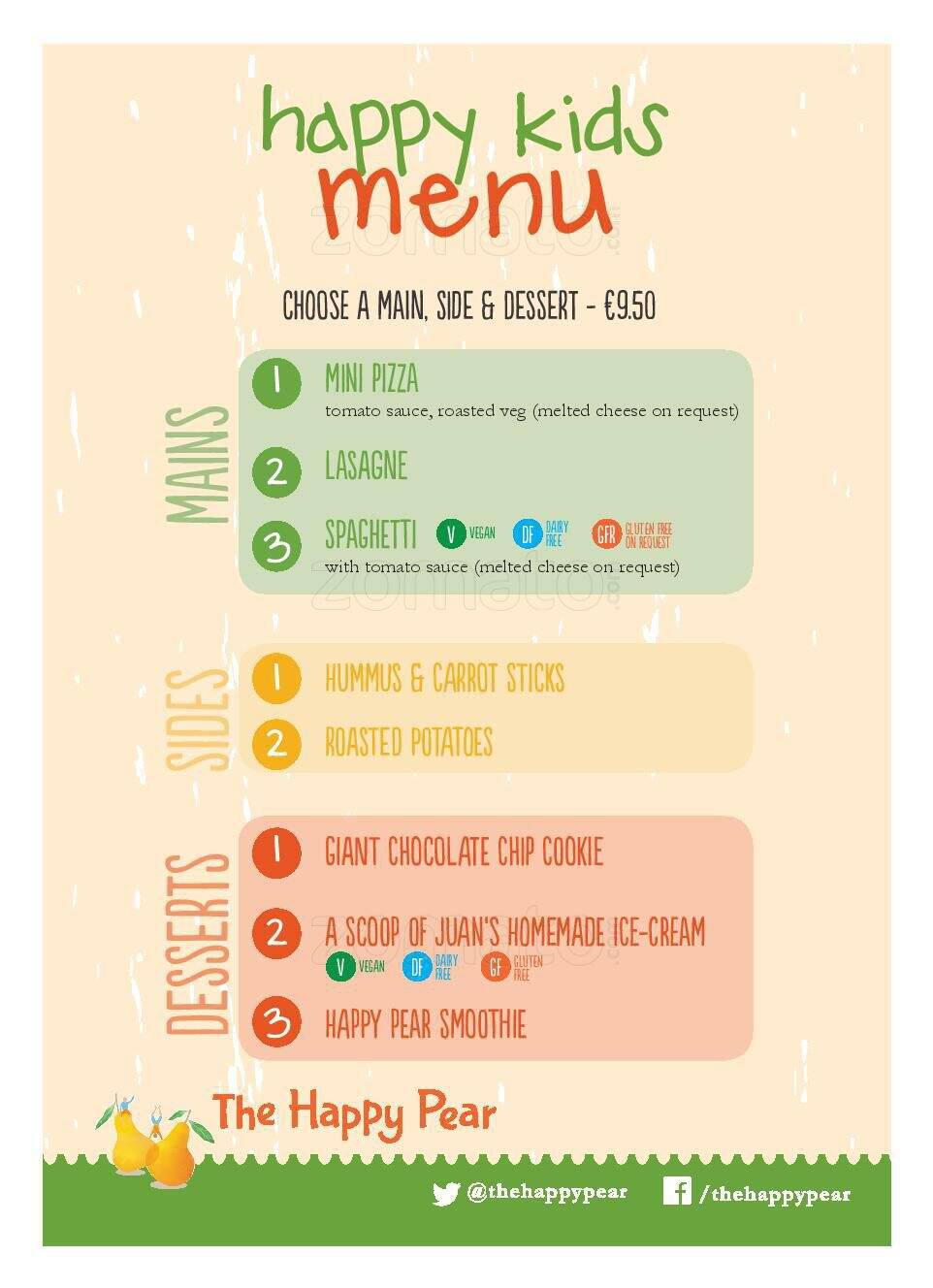 Menu at The Happy Pear pub & bar, Greystones, Church Rd