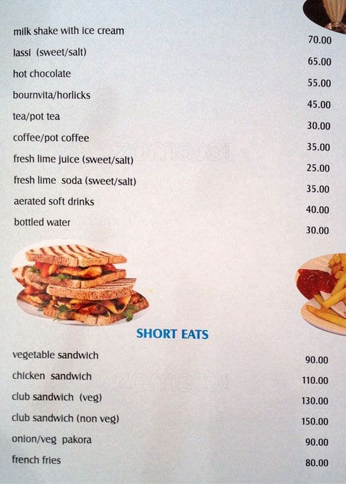 The Dunes Continental menu